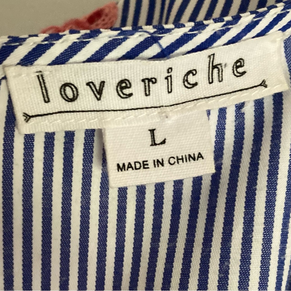 Love Riche Striped Embroidered Ruffle Dress L Large - Picture 7 of 8